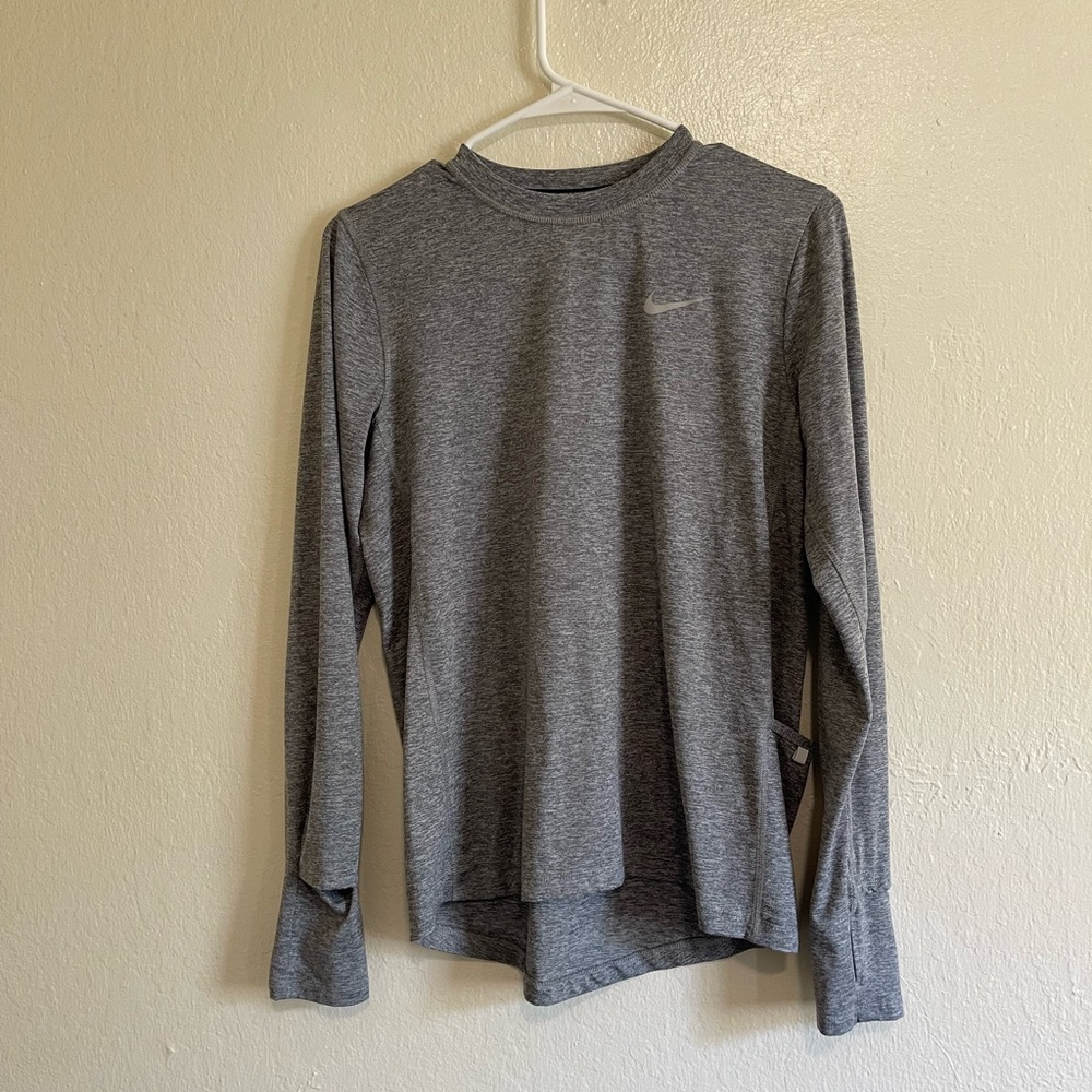 Nike Heather Gray Long Sleeve Performance Top